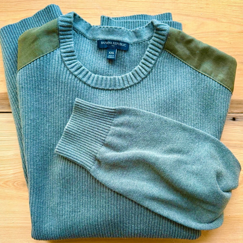 Banana Republic Men's Ribbed Crewneck Sweater - Green